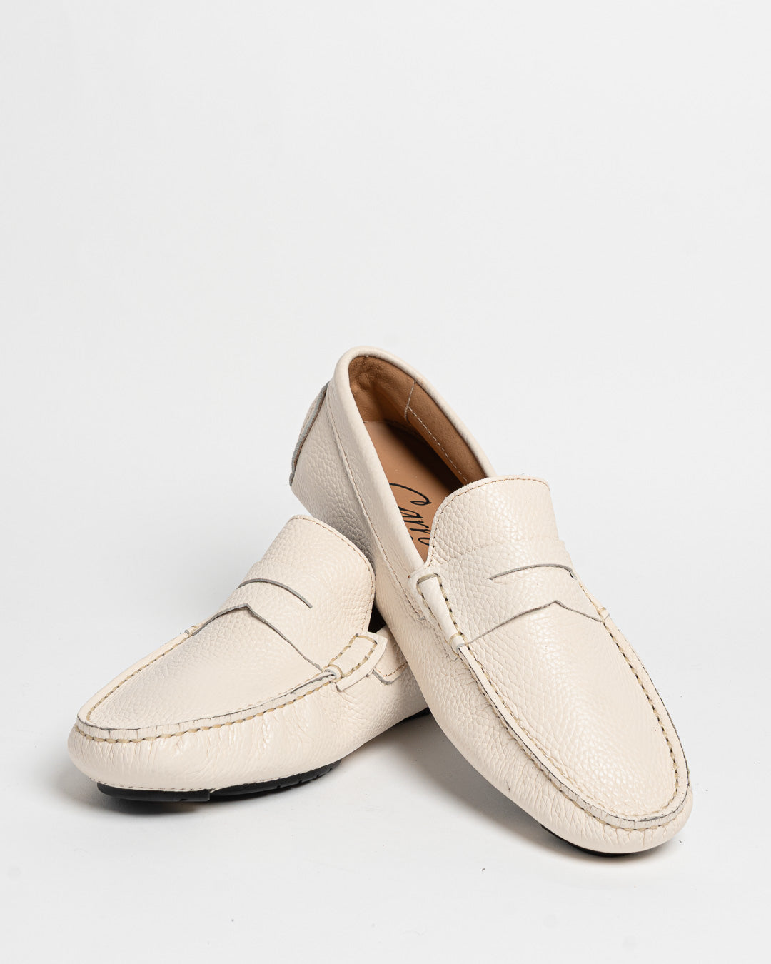 Mocassino in pelle con bendina - Latte