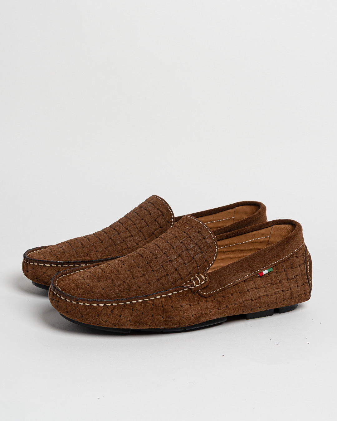 Mocassino in camoscio intrecciato - Bruciato