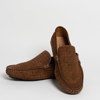Mocassino in camoscio intrecciato - Bruciato