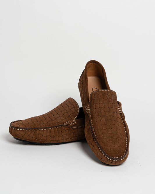 Mocassino in camoscio intrecciato - Bruciato