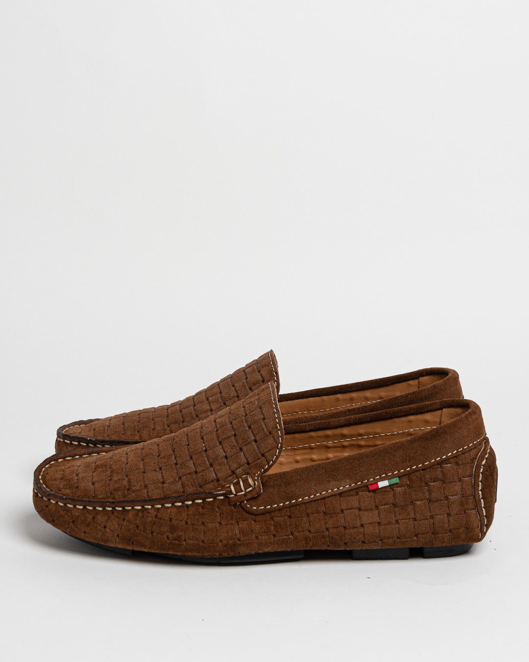 Mocassino in camoscio intrecciato - Bruciato