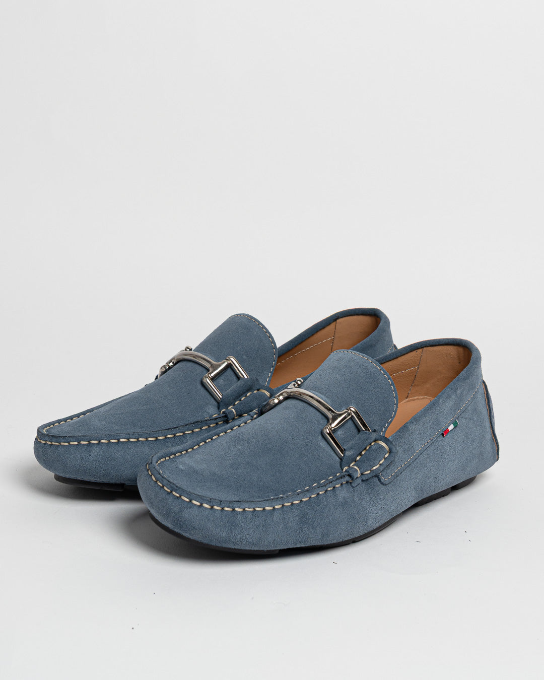 Mocassino in camoscio con fibbia - Denim
