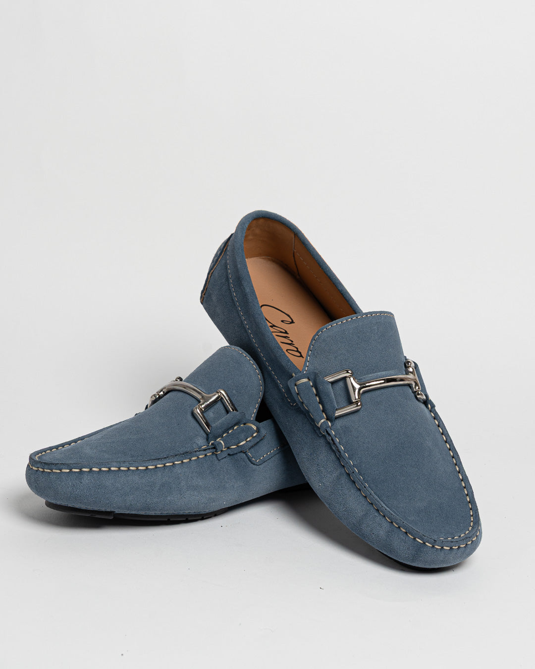 Mocassino in camoscio con fibbia - Denim