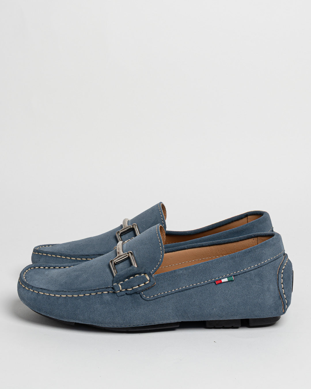 Mocassino in camoscio con fibbia - Denim