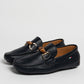 Mocassino in pelle con fibbia in bamboo - Blu