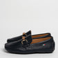 Mocassino in pelle con fibbia in bamboo - Blu