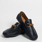 Mocassino in pelle con fibbia in bamboo - Blu