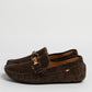 Mocassino in camoscio con fibbia in bamboo - Testa di moro