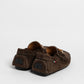 Mocassino in camoscio con fibbia in bamboo - Testa di moro