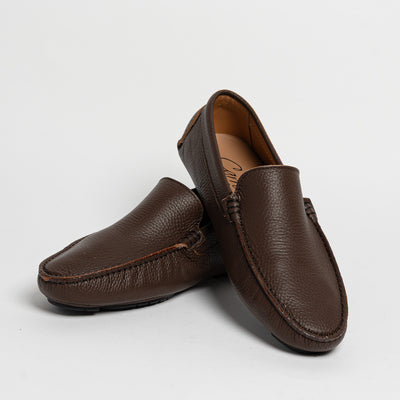 Mocassino basic in pelle - Castagna