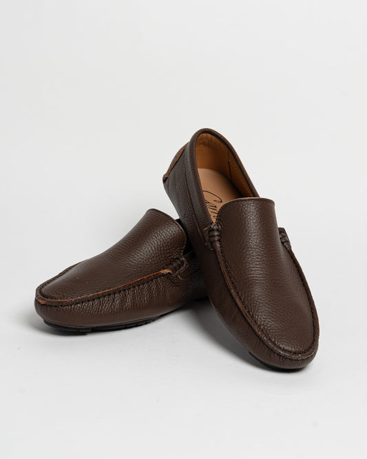 Mocassino basic in pelle - Castagna