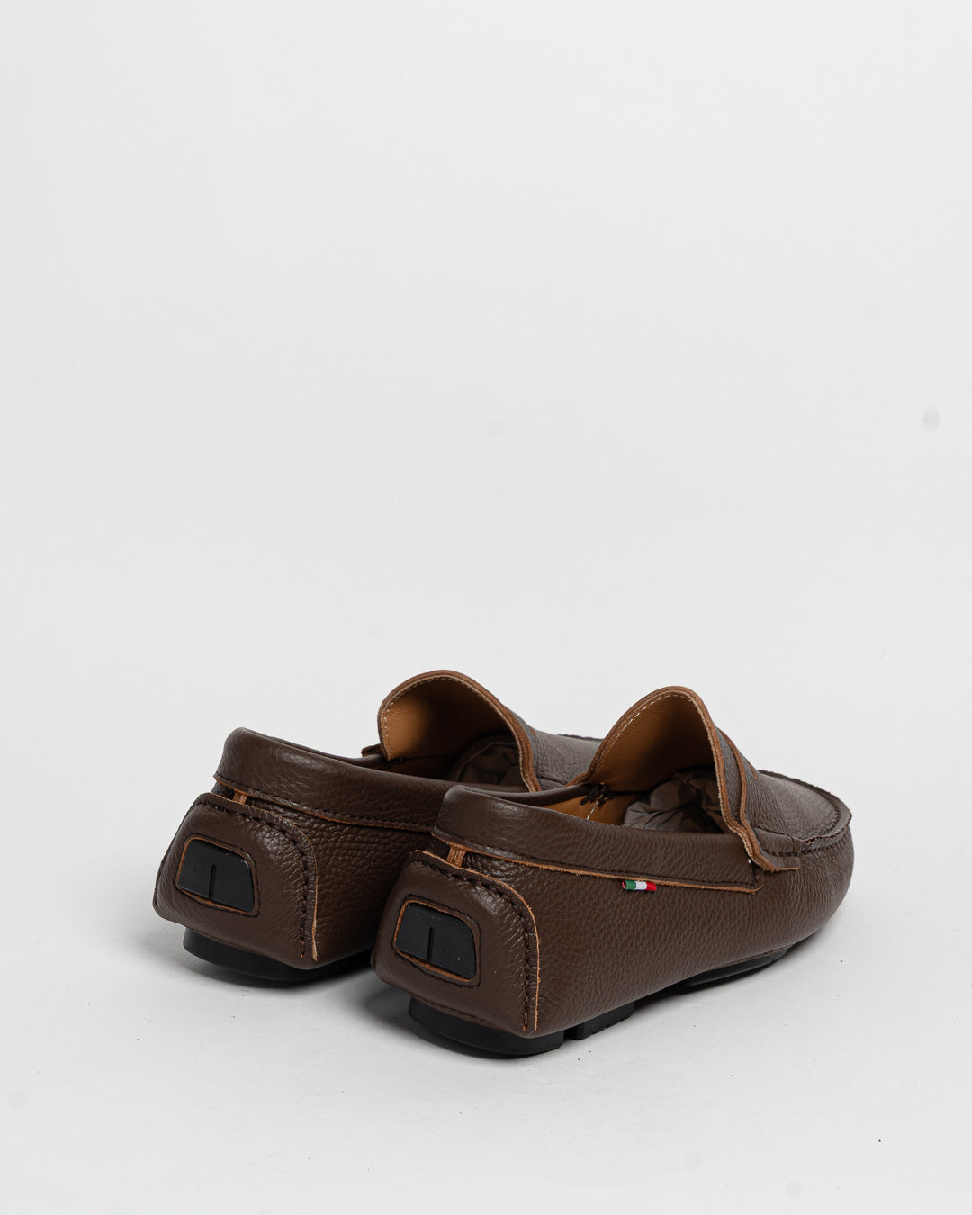 Mocassino in pelle con bendina - Castagna