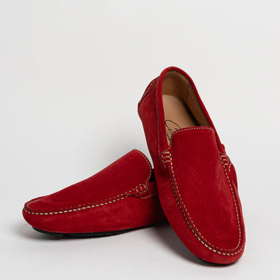 Mocassino basic in camoscio - Rosso