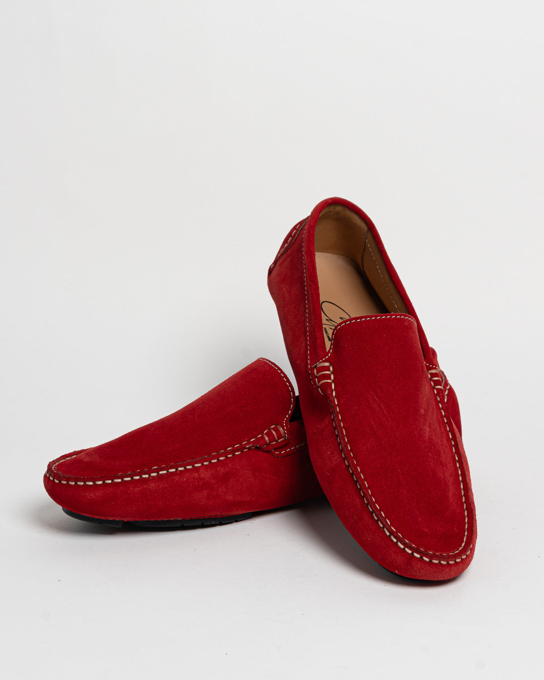 Mocassino basic in camoscio - Rosso