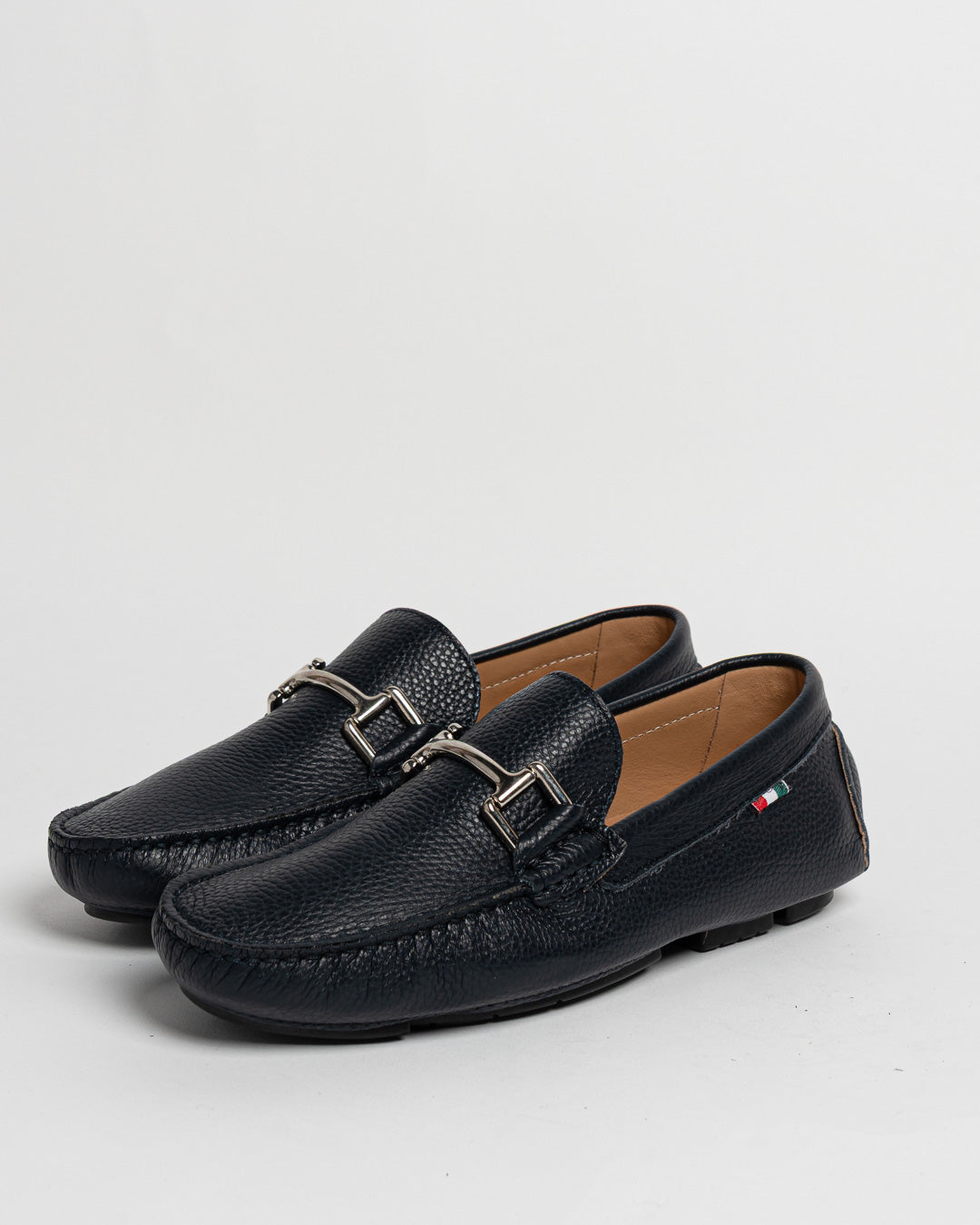 Mocassino in pelle con fibbia - Blu