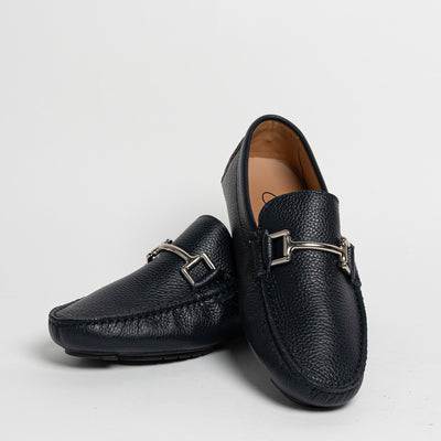 Mocassino in pelle con fibbia - Blu