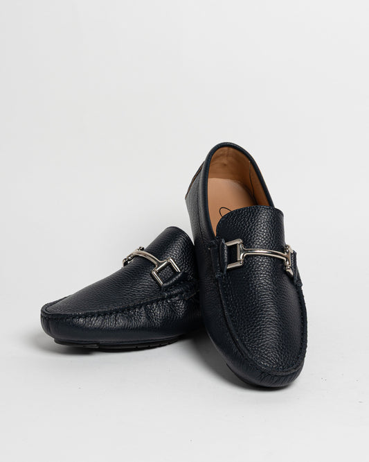 Mocassino in pelle con fibbia - Blu