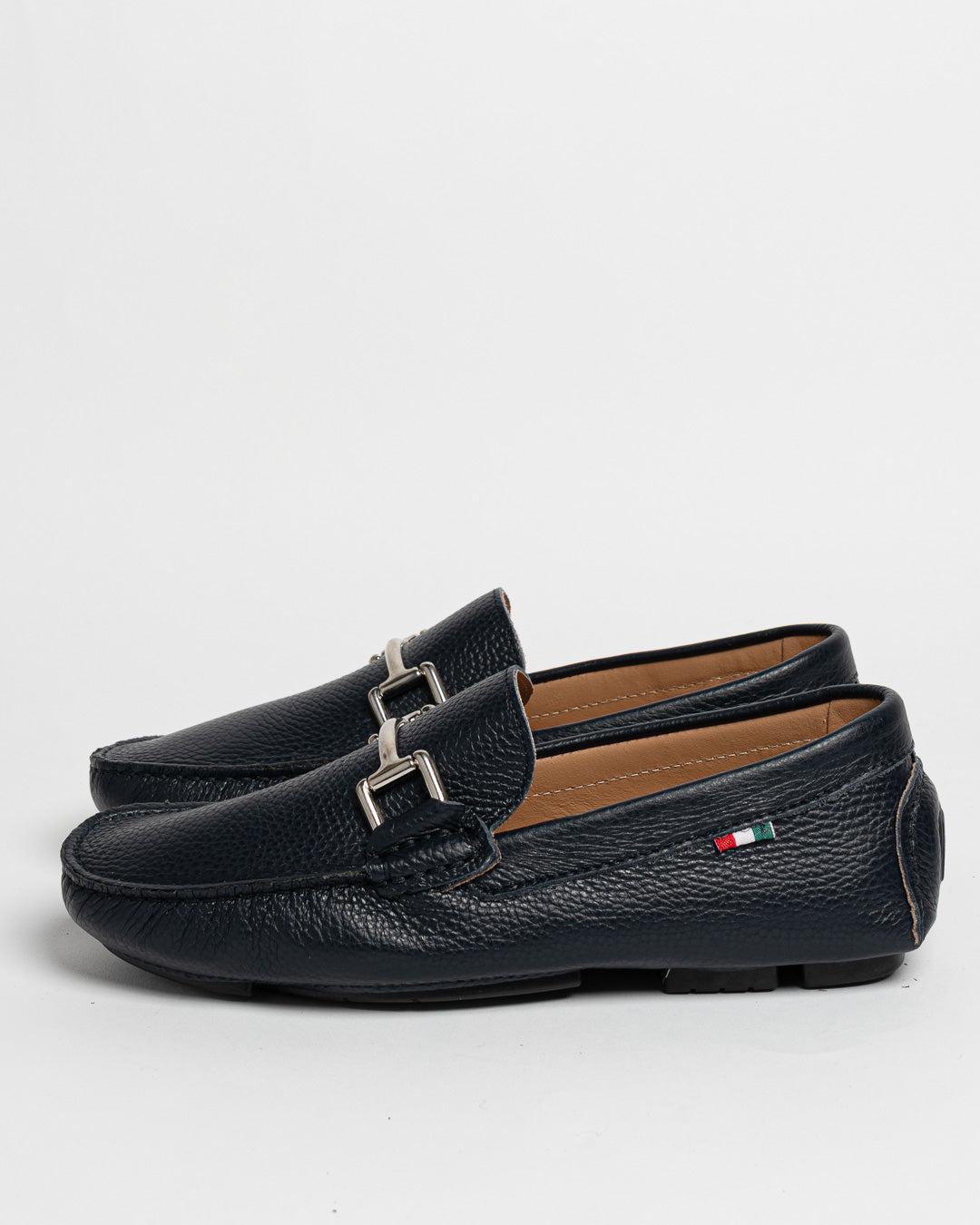 Mocassino in pelle con fibbia - Blu