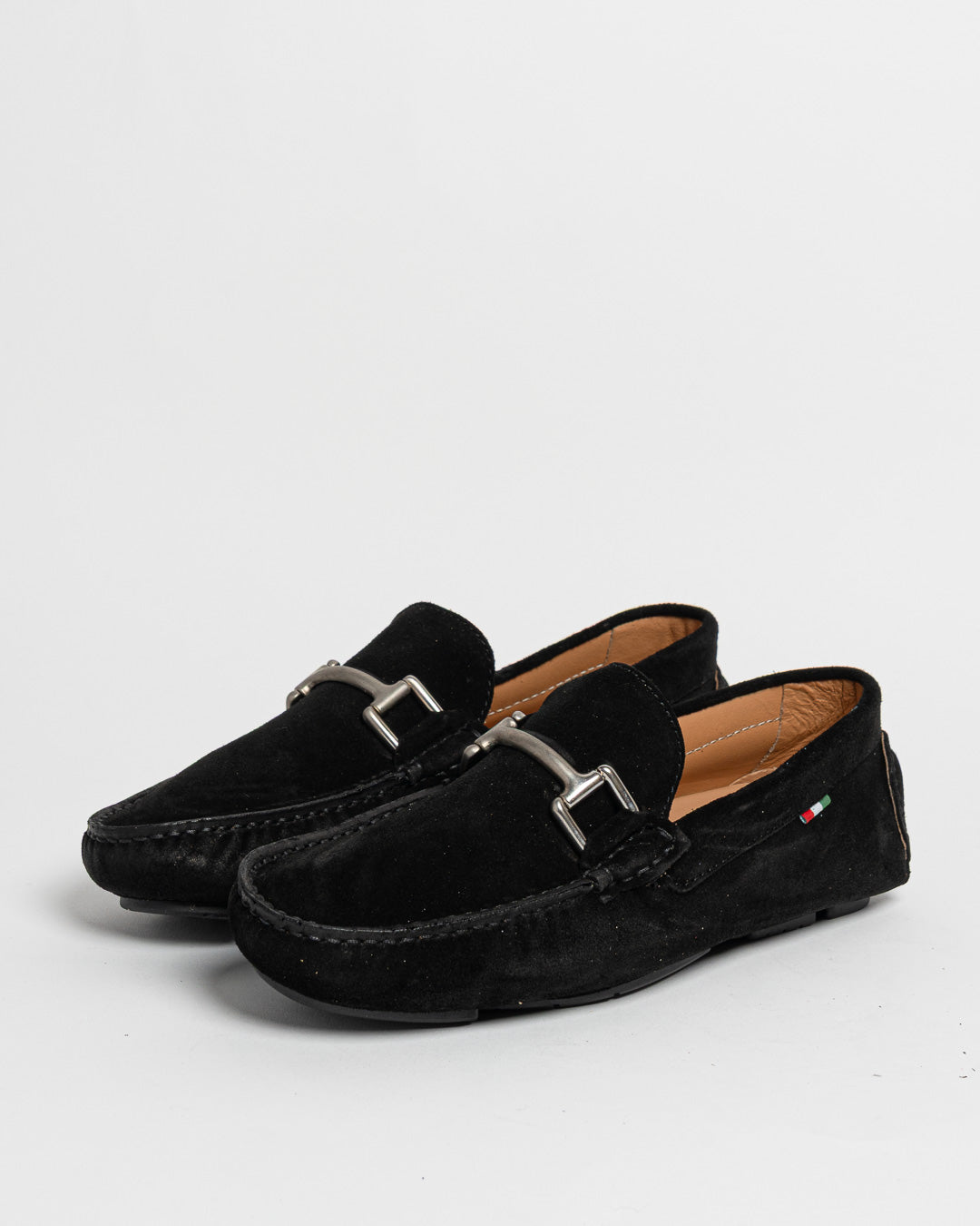 Mocassino in camoscio con fibbia - Nero