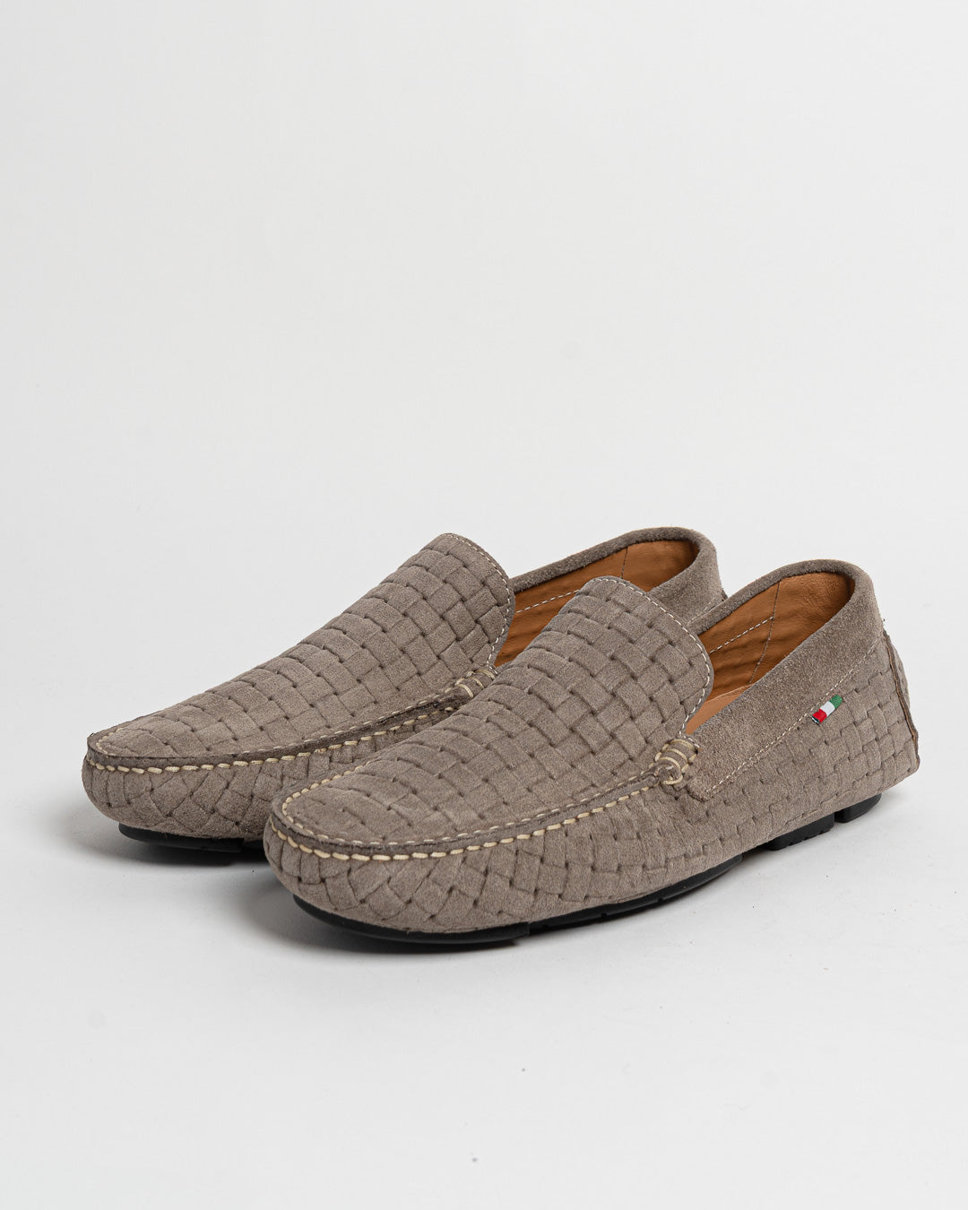 Mocassino in camoscio intrecciato - Taupe