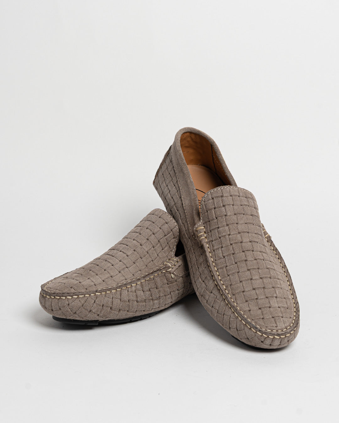 Mocassino in camoscio intrecciato - Taupe