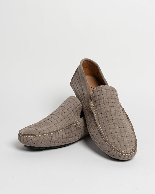 Mocassino in camoscio intrecciato - Taupe