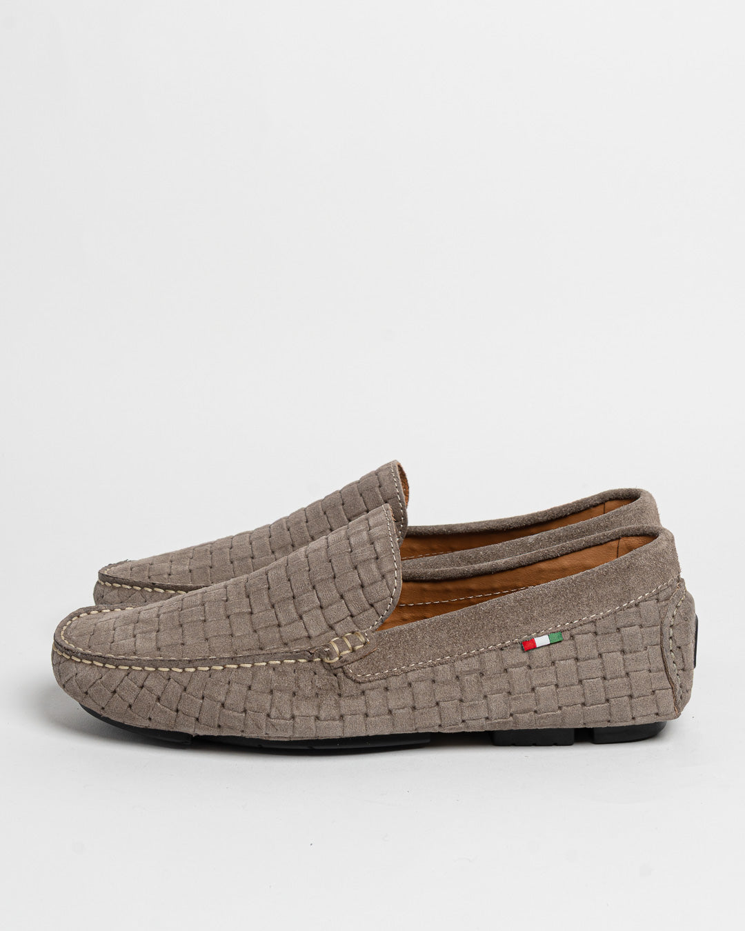 Mocassino in camoscio intrecciato - Taupe