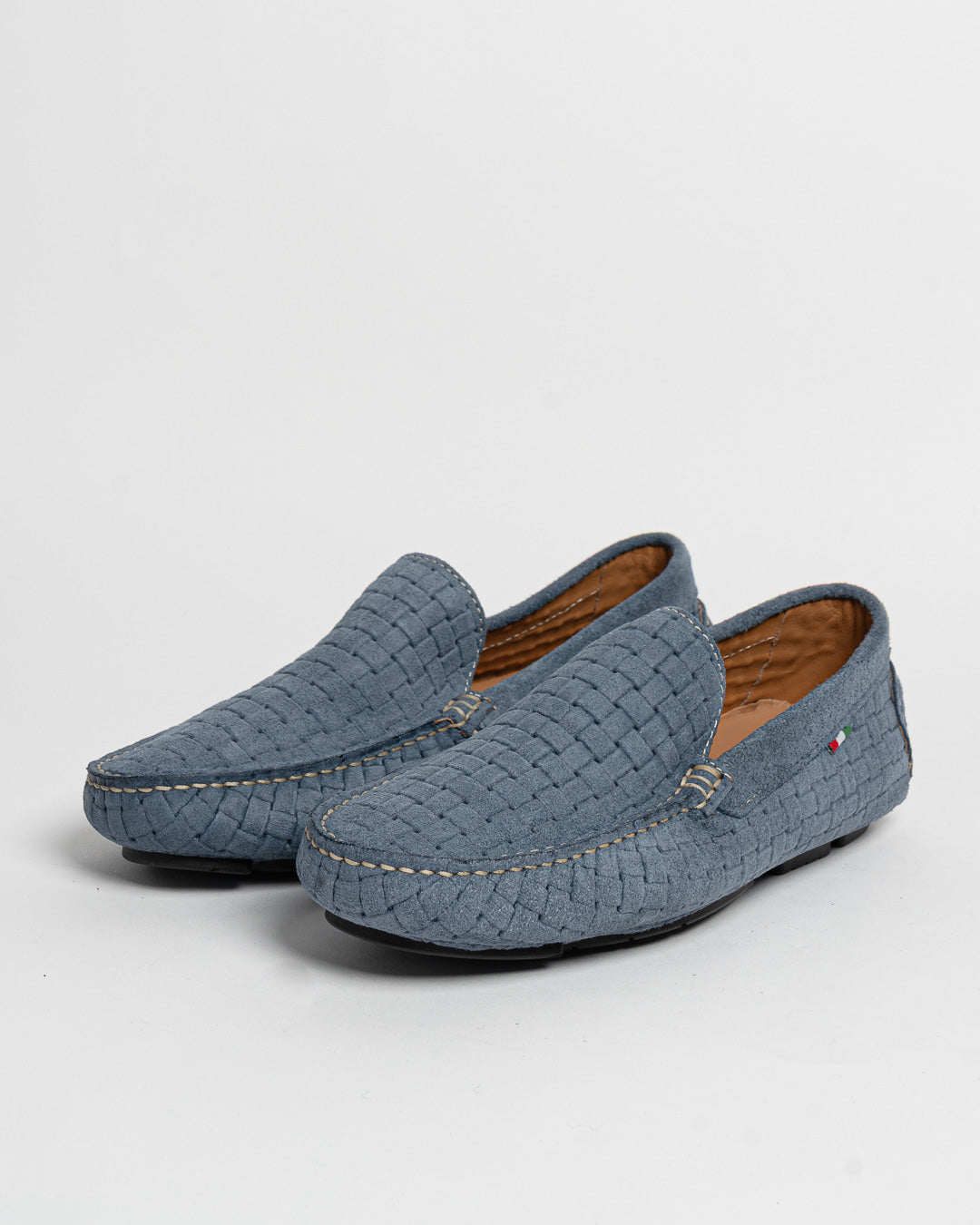 Mocassino in camoscio intrecciato - Denim