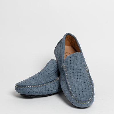 Mocassino in camoscio intrecciato - Denim