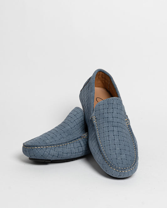 Mocassino in camoscio intrecciato - Denim