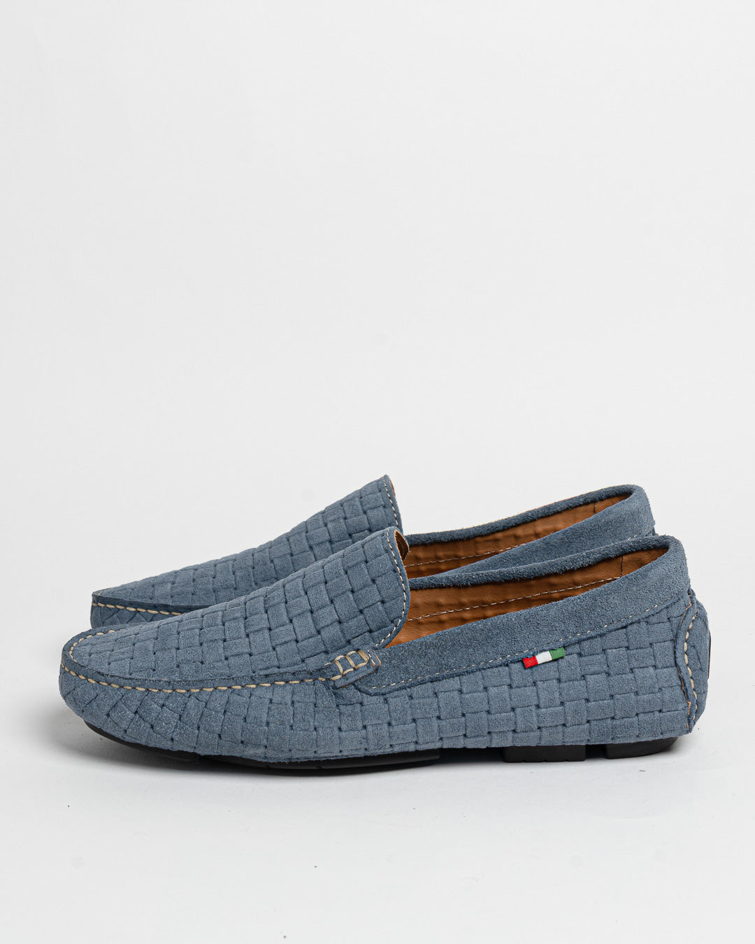 Mocassino in camoscio intrecciato - Denim
