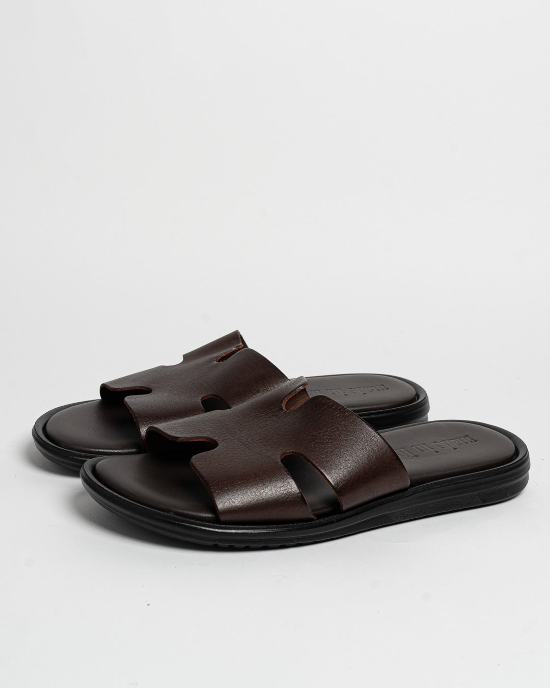 Sandalo maschile H in pelle - Marrone