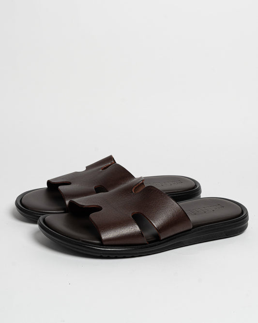 Sandalo maschile H in pelle - Marrone