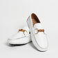 Mocassino in pelle con fibbia in bamboo - Bianco