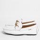 Mocassino in pelle con fibbia in bamboo - Bianco