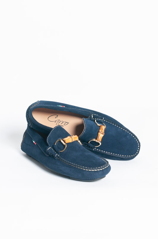 Mocassino basic fibbia bamboo - Blu