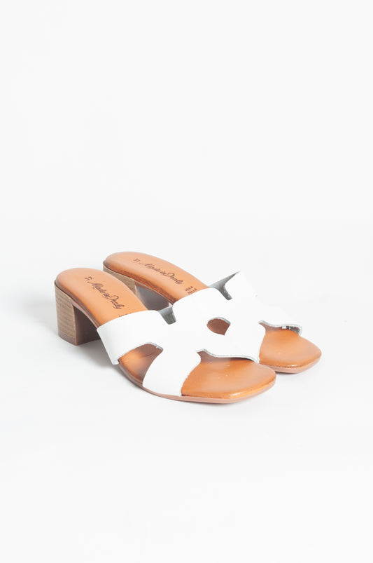 Sandalo fascia farfalla con tacco - Bianco
