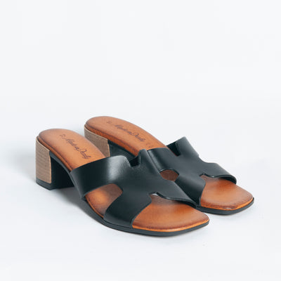 Sandalo fascia farfalla con tacco - Nero