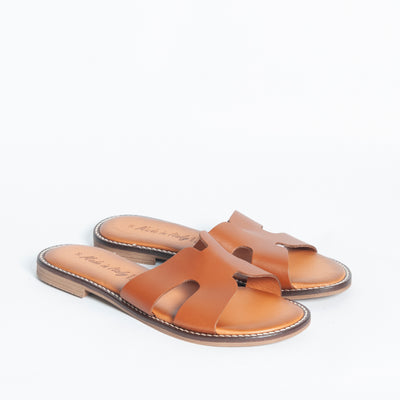 Sandalo fascia farfalla - Cuoio