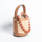 Borsa Secchiello pelle e rafia - Cuoio