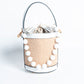 Borsa Secchiello pelle e rafia - Bianco
