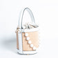 Borsa Secchiello pelle e rafia - Bianco