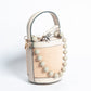Borsa Secchiello pelle e rafia - Beige