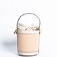 Borsa Secchiello pelle e rafia - Beige