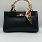 Borsa Mini Kelly foulard - Nero