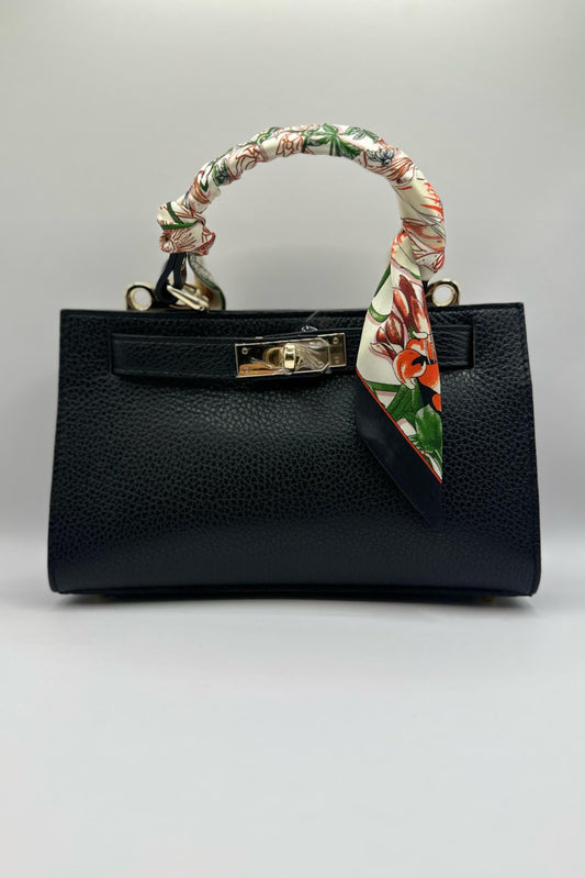 Borsa Mini Kelly foulard - Nero