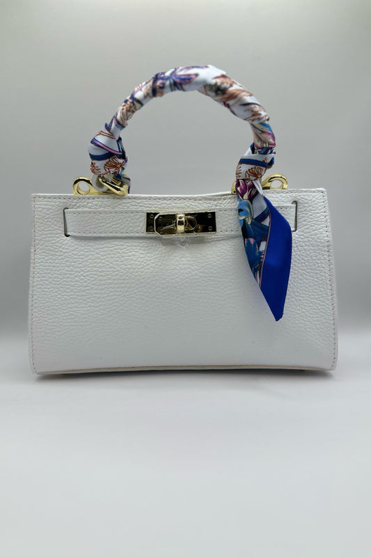 Borsa Mini Kelly foulard - Bianco