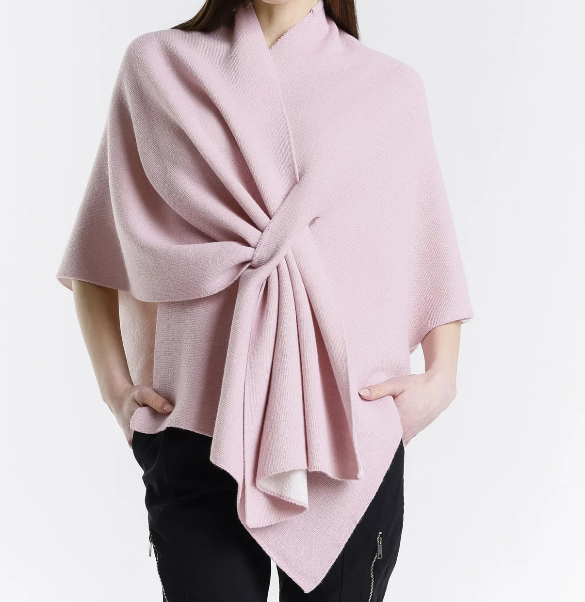 Poncho rosa antico/beige