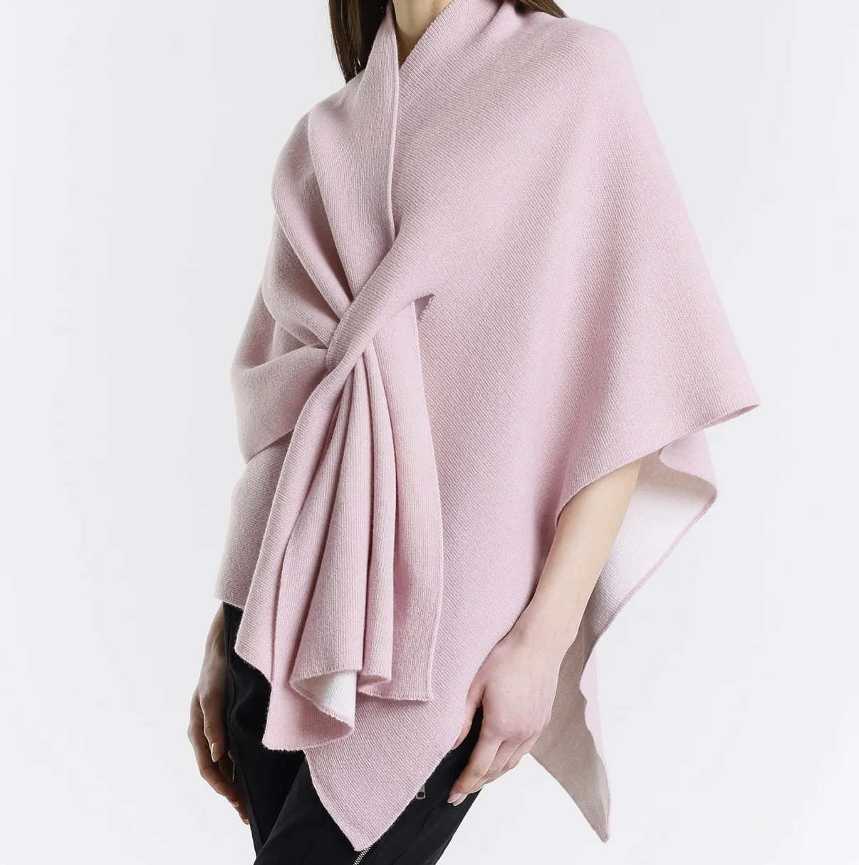 Poncho rosa antico/beige