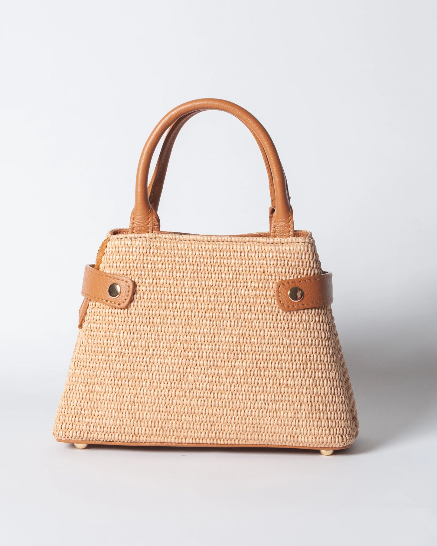 Borsa Nina pelle e rafia - Cuoio